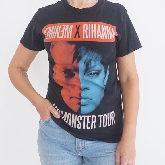 Eminem X Rihanna '14 Monster Tour Black Trapstar 100% Cotton Blend T Shirt S - Picture 1 of 10